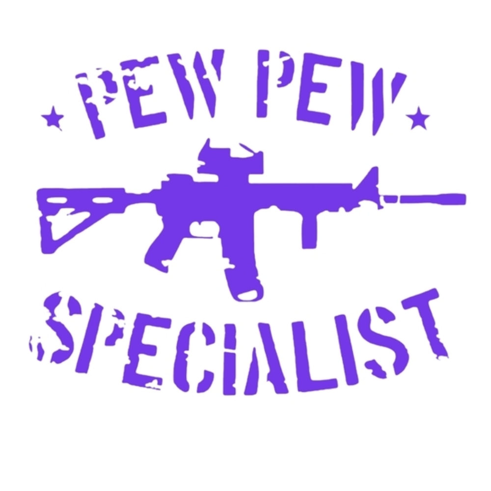 Purple 6Wx4.6H PEW PEW SPECIALIST Premium permanent vinyl decal